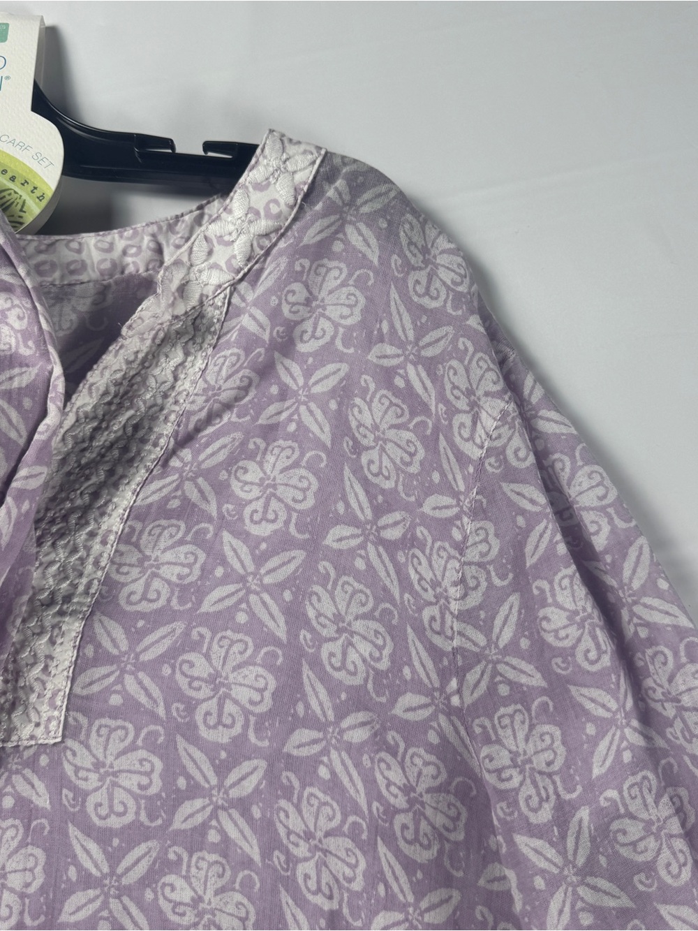 NWT Sigrid Olsen Women XL Tunic Blouse Matching Scarf Set Purple Floral - Picture 7 of 14